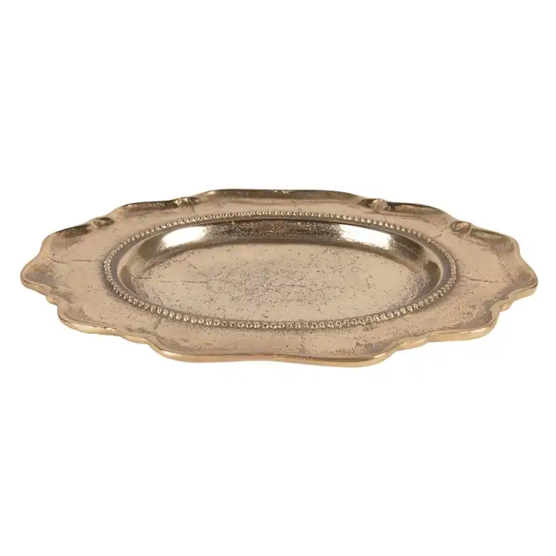 Clayre & Eef Decoratie schaal 31x22x3 cm Goudkleurig Aluminium Direct Beschikbaar