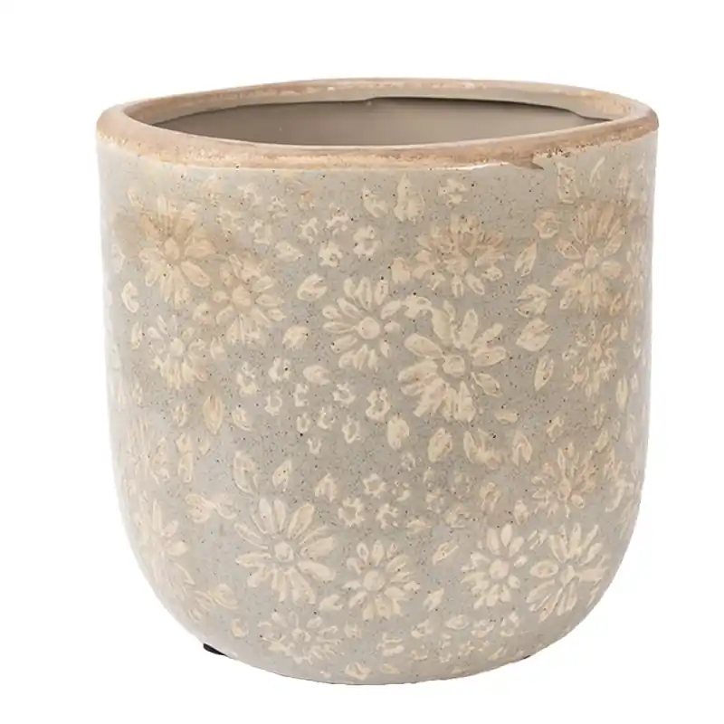 Clayre & Eef Bloempot Ø 18x16 cm Grijs Keramiek Alleen Vandaag