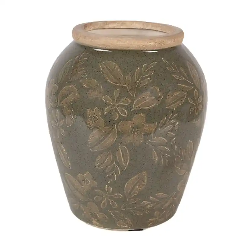Clayre & Eef Vaas Ø 13x15 cm Groen Keramiek Bestseller