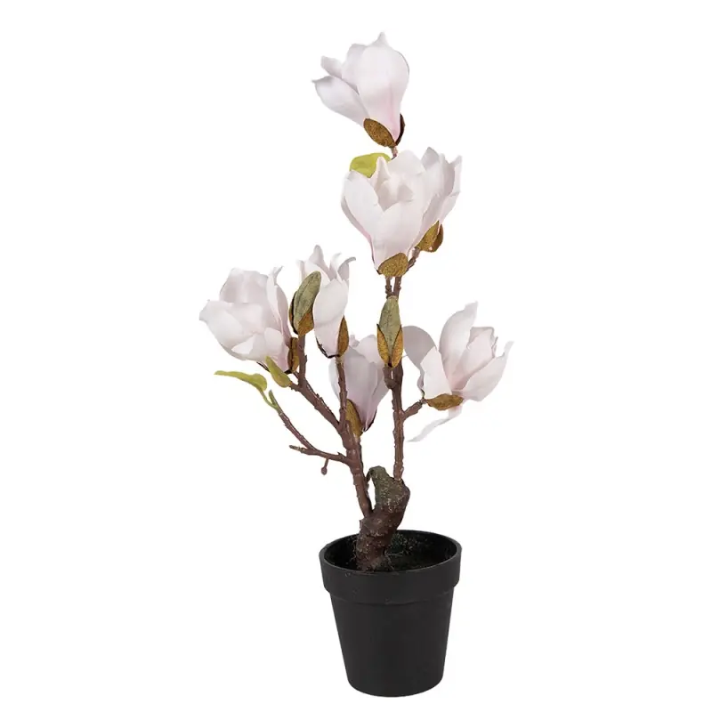 Koop Online Clayre & Eef Kunstboom Magnolia 12x12x40 cm Wit Kunststof