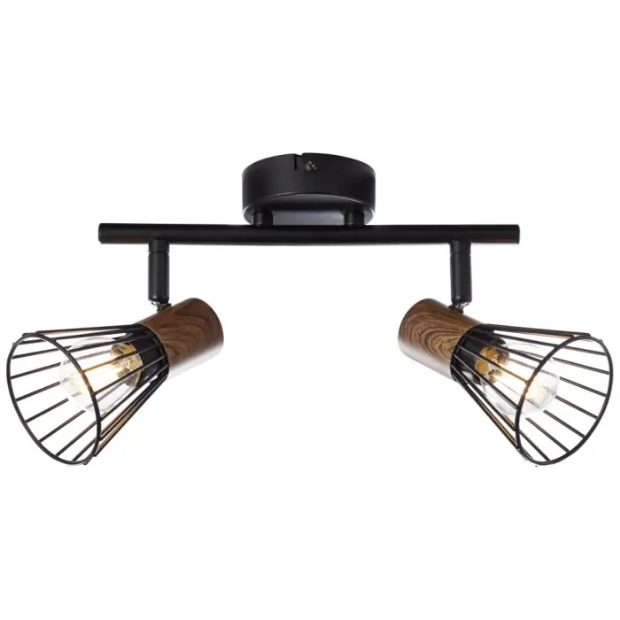 Hete Deal Brilliant Manama Spotbalk plafond Hout donker, Zwart, 2-lichts