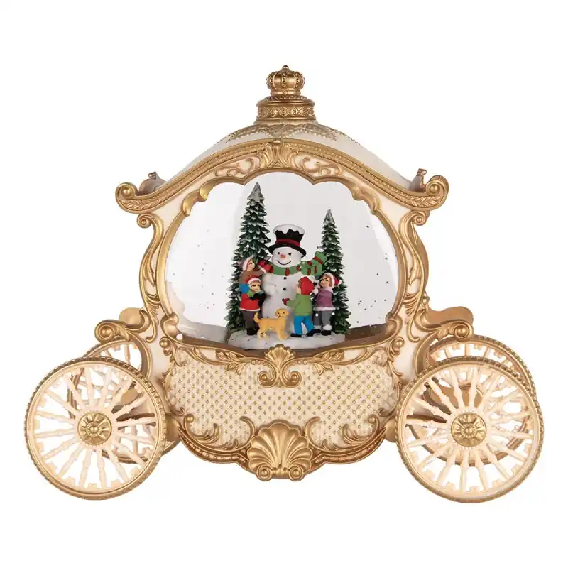 Voordeelprijs Clayre & Eef Kerstdecoratie met LED-verlichting en muziek 26x11x20 cm / 3xAA Beige Kunststof