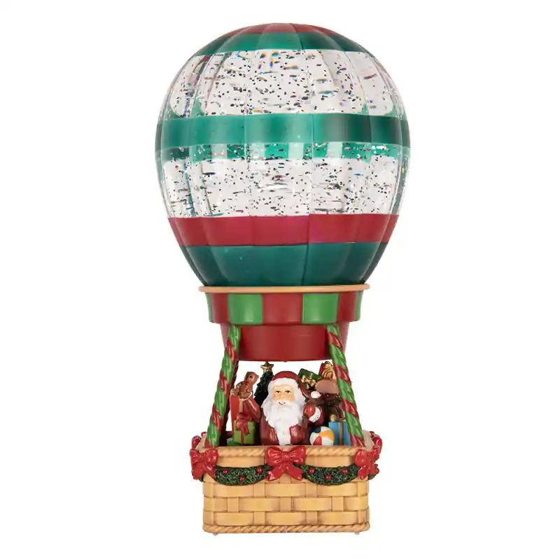 Koop Online Clayre & Eef Kerstdecoratie met LED-verlichting en muziek Luchtballon 13x13x25 cm / 3xAAA Bruin Kunststof