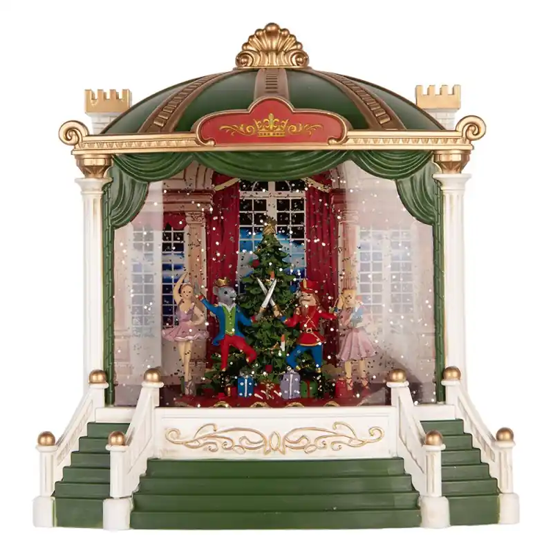 Clayre & Eef Kerstdecoratie met LED-verlichting en muziek 22x11x23 cm / 3xAA Groen Kunststof Koopje