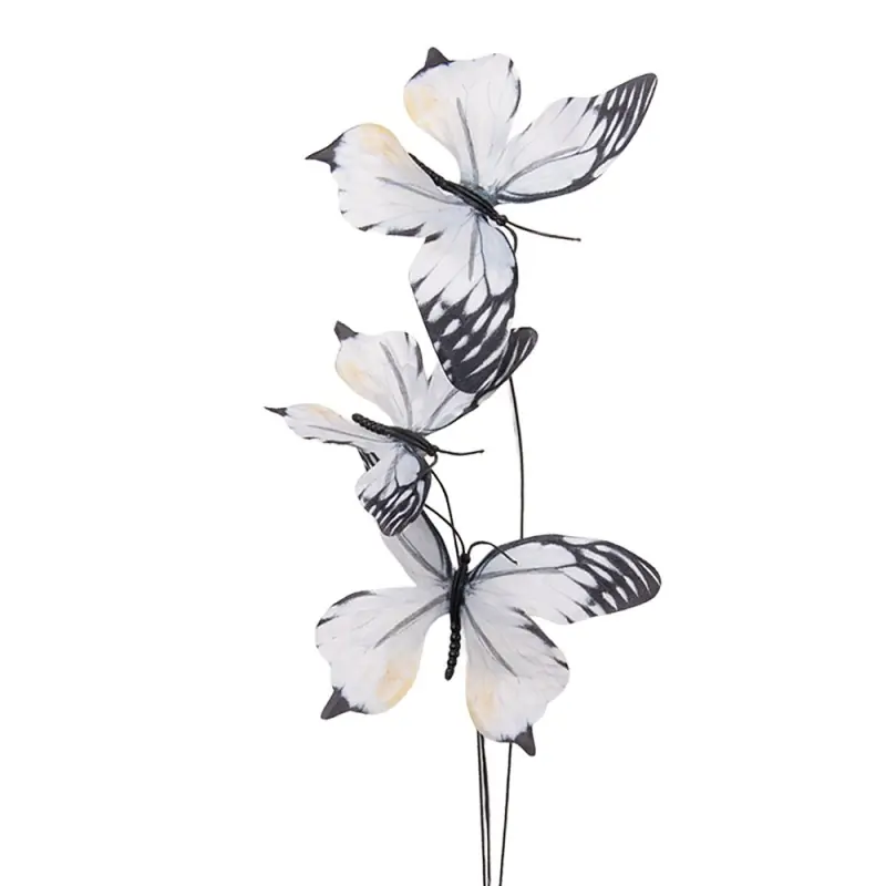 Goedkoop Clayre & Eef Decoratie Tak Vlinder 10x10x65 cm Wit Textiel