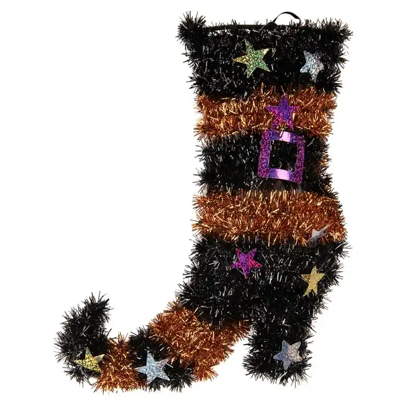 Clayre & Eef Kerstdecoratie Laars 28x5x38 cm Zwart Kunststof Hoge Kwaliteit