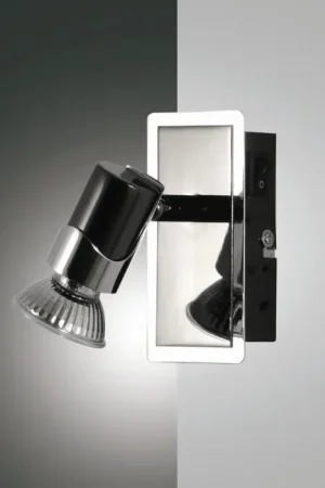 Direct Verzonden Fabas Luce Alice Muurlamp Chroom, Zwart, 1-licht