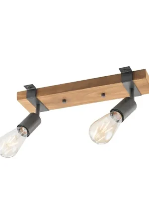 Actieprijs Leuchten-Direkt SLAT Plafondlamp Bruin, Hout donker, 2-lichts