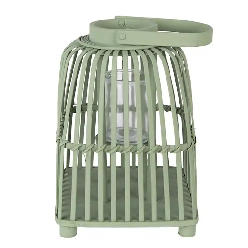 Clayre & Eef Windlicht 21x21x30 cm Groen Rotan Koop Vandaag