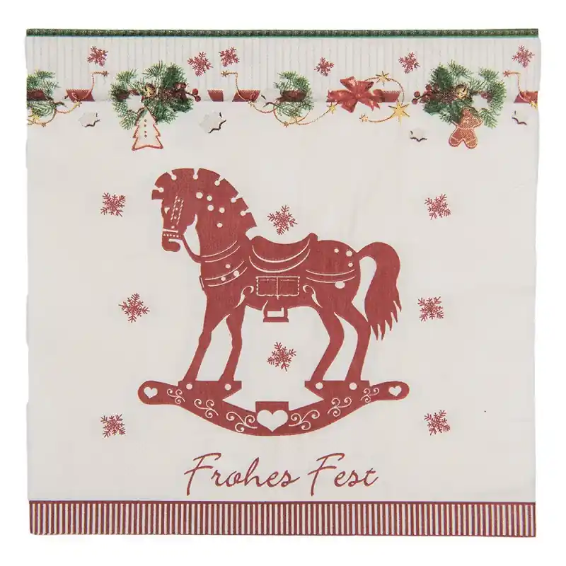 Clayre & Eef Servetten Papier Set van 20 33x33 cm Wit Papier Betrouwbaar