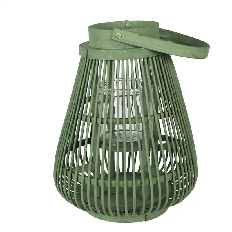 Clayre & Eef Windlicht Groen Rotan Nieuw