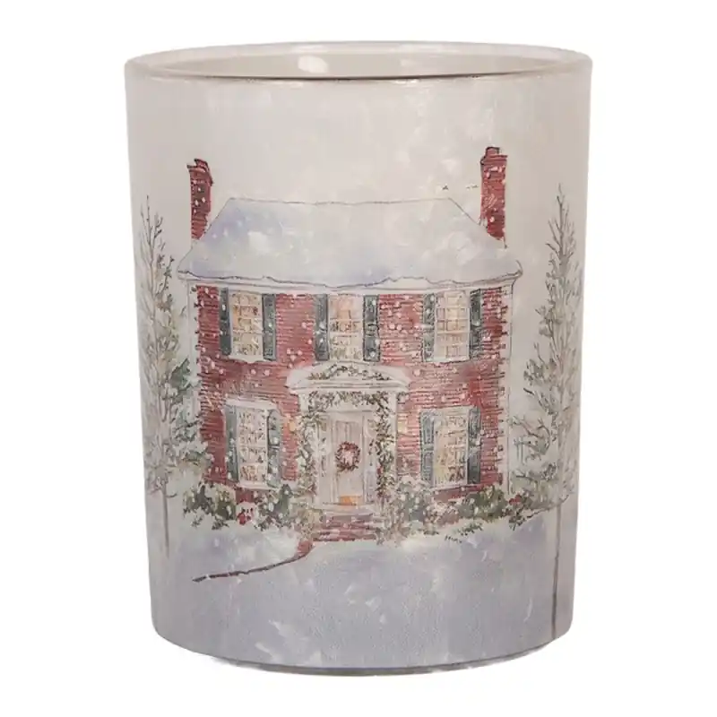 Clayre & Eef Waxinelichthouder Ø 10x13 cm Wit Glas Kerst Must-Have