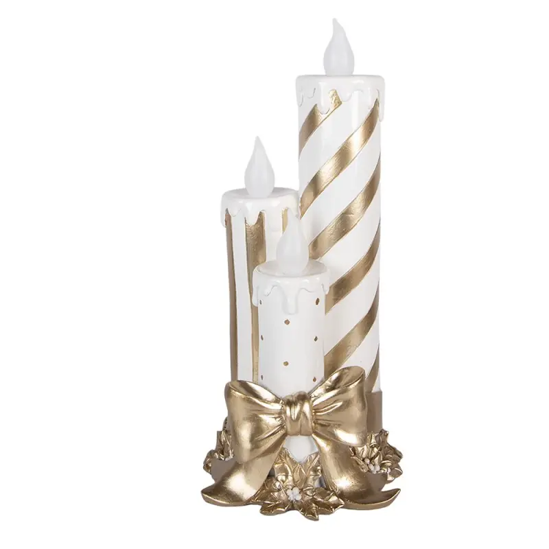 Clayre & Eef LED Kaars Kandelaar 19x16x41 cm Goudkleurig Kunststof Beperkte Voorraad