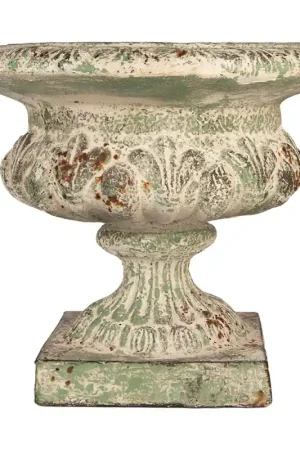Aanbieding Clayre & Eef Bloempot Groen Keramiek Bladeren