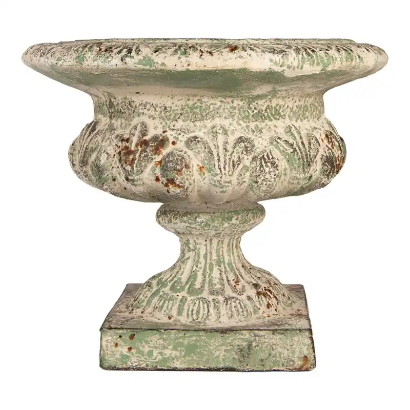 Aanbieding Clayre & Eef Bloempot Groen Keramiek Bladeren