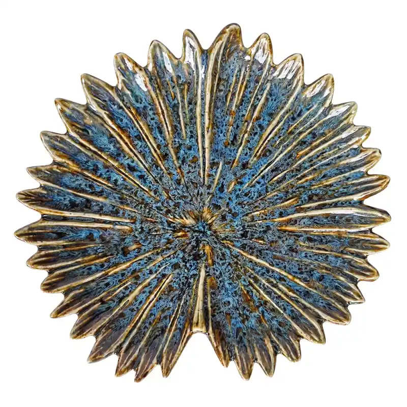 Aanbieding Clayre & Eef Decoratie schaal Bloem Blauw Keramiek