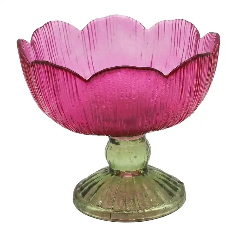 Clayre & Eef Waxinelichthouder Roze Glas Exclusieve Aanbieding