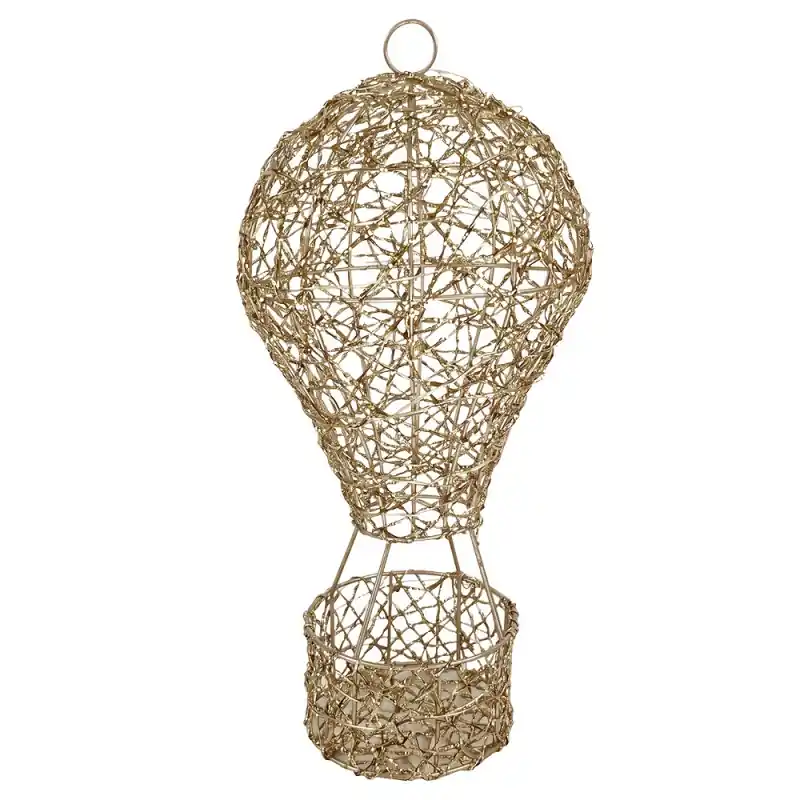 Clayre & Eef Kerstdecoratie met LED-verlichting Luchtballon Ø 19x38 cm / 3xAA Goudkleurig Metaal Exclusieve Aanbieding