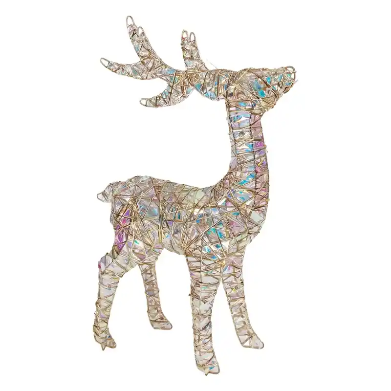 Finale Uitverkoop Clayre & Eef Kerstdecoratie met LED-verlichting Hert 34x13x53 cm / 3xAA Goudkleurig Metaal