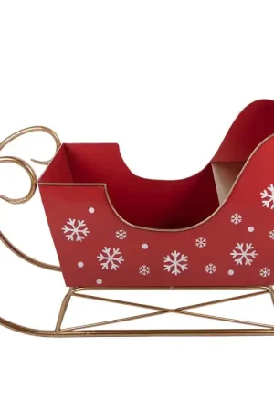 Aanbieding Clayre & Eef Kerstdecoratie Beeld Slee 107x41x75 cm Rood Metaal