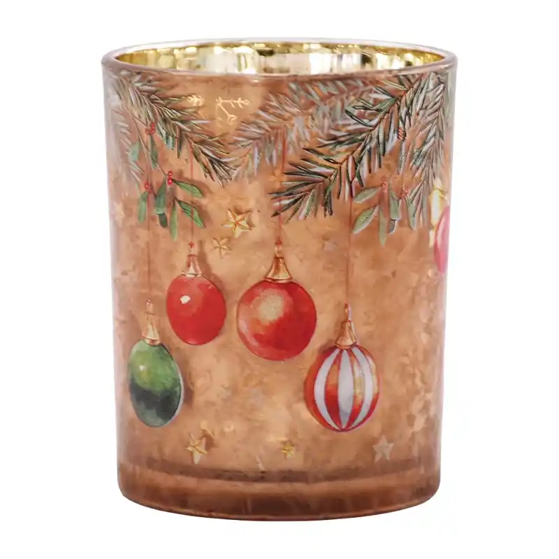 Clayre & Eef Waxinelichthouder Ø 10x13 cm Bruin Glas Premium
