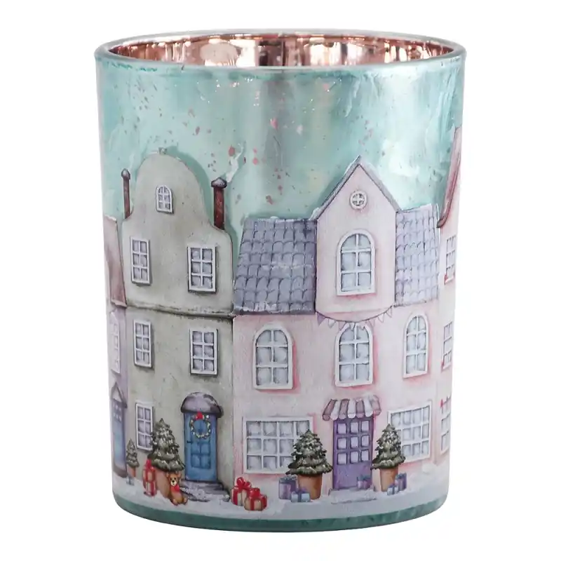 Superprijs Clayre & Eef Waxinelichthouder Ø 10x13 cm Blauw Glas