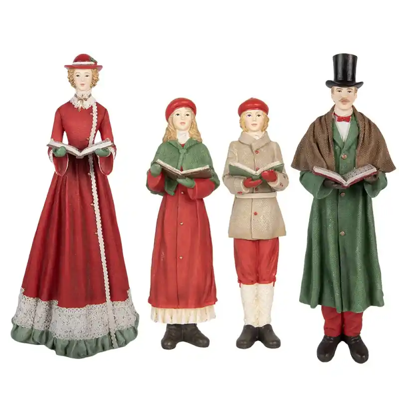 Clayre & Eef Kerstdecoratie Beeld Kerstgroep 13x12x40 cm Rood Kunststof Bestseller