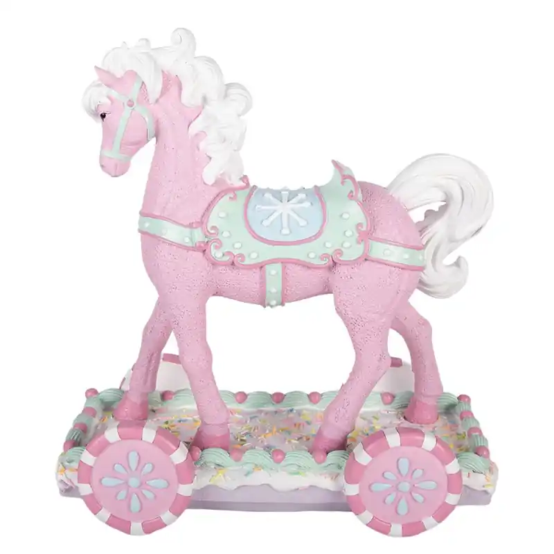 Tijdelijk Beschikbaar Clayre & Eef Decoratie Beeld Paard 35x16x38 cm Roze Kunststof