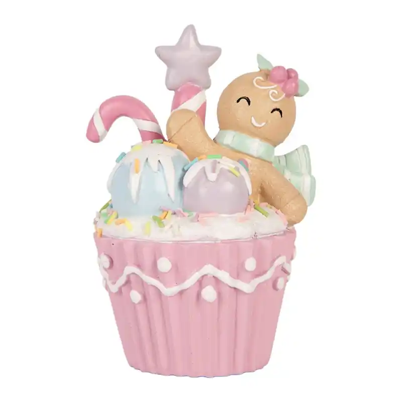 Direct Verzonden Clayre & Eef Decoratie Beeld Cupcake 11x9x15 cm Roze Kunststof