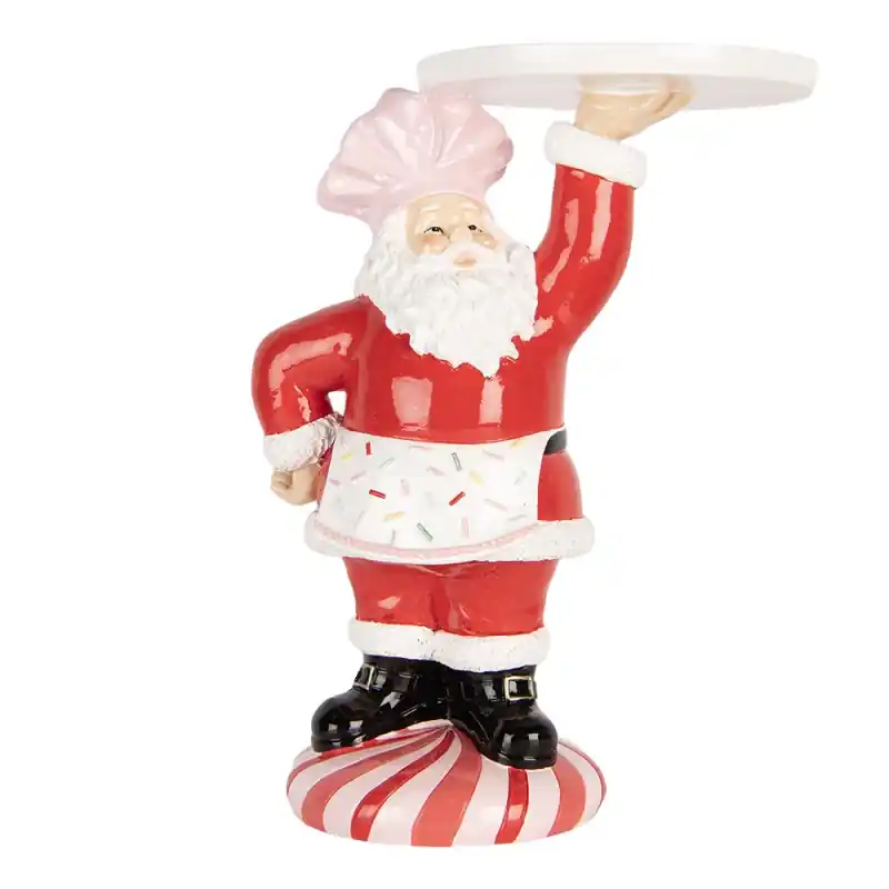 Clayre & Eef Kerstdecoratie Beeld Kerstman 21x14x27 cm Rood Kunststof Flitsaanbieding