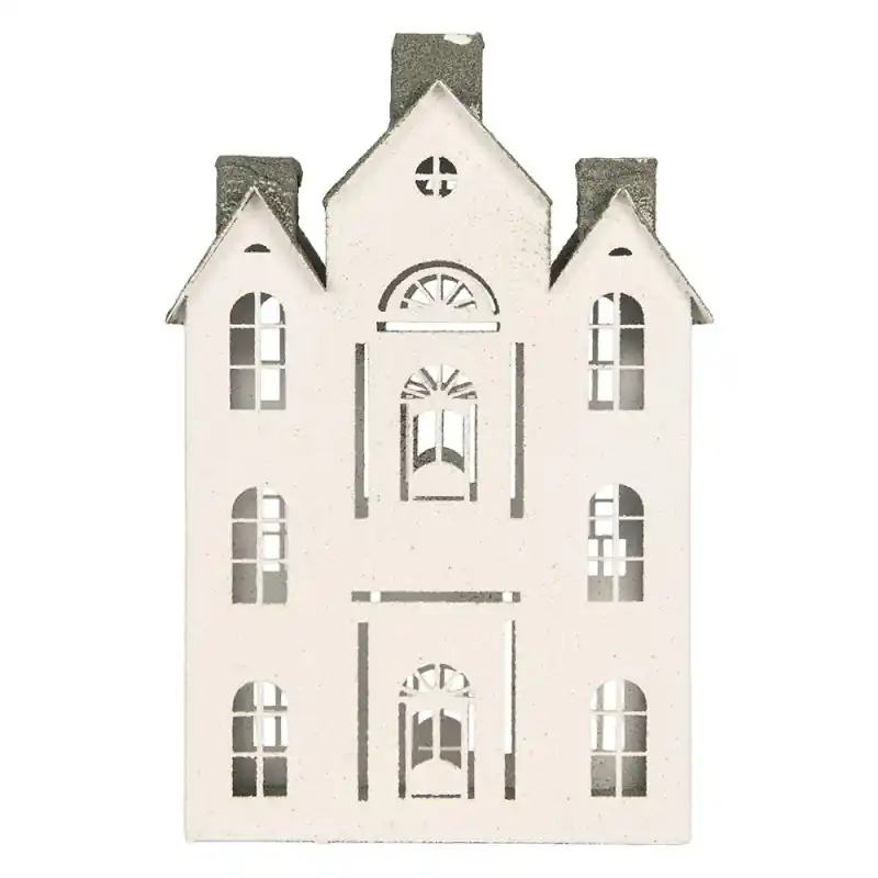 Superprijs Clayre & Eef Decoratie Beeld Huis 25x15x47 cm Wit Metaal