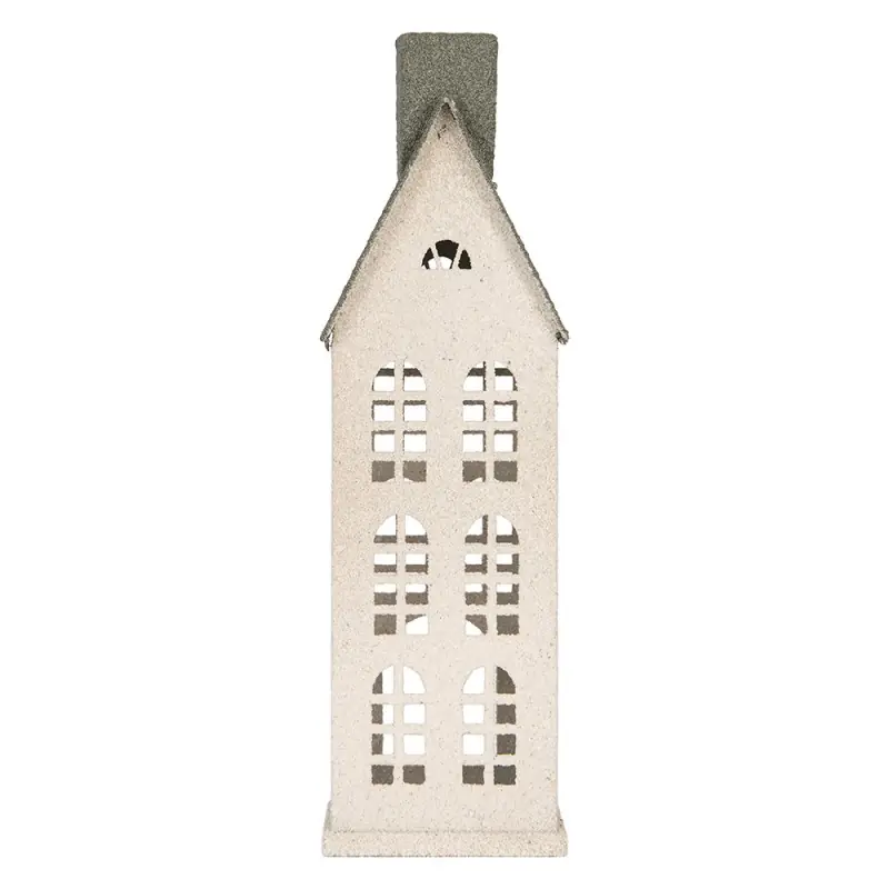 Finale Uitverkoop Clayre & Eef Decoratie Beeld Huis 17x8x38 cm Wit Metaal