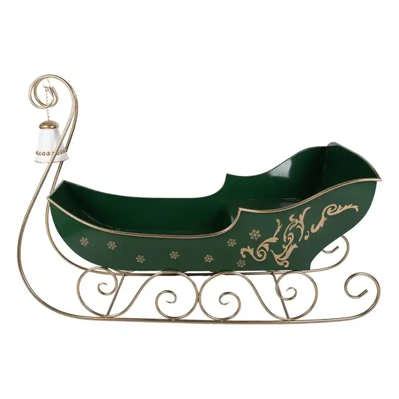 Clayre & Eef Kerstdecoratie Beeld Slee 141x60x92 cm Groen Metaal Seizoensaanbieding