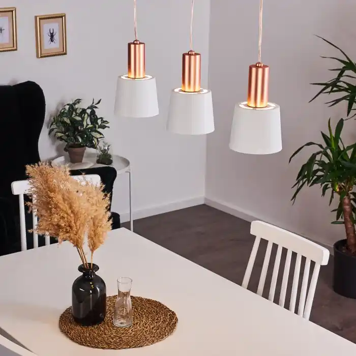 Actieprijs Altamiros Hanglamp Koperkleurig, Wit, 3-lichts