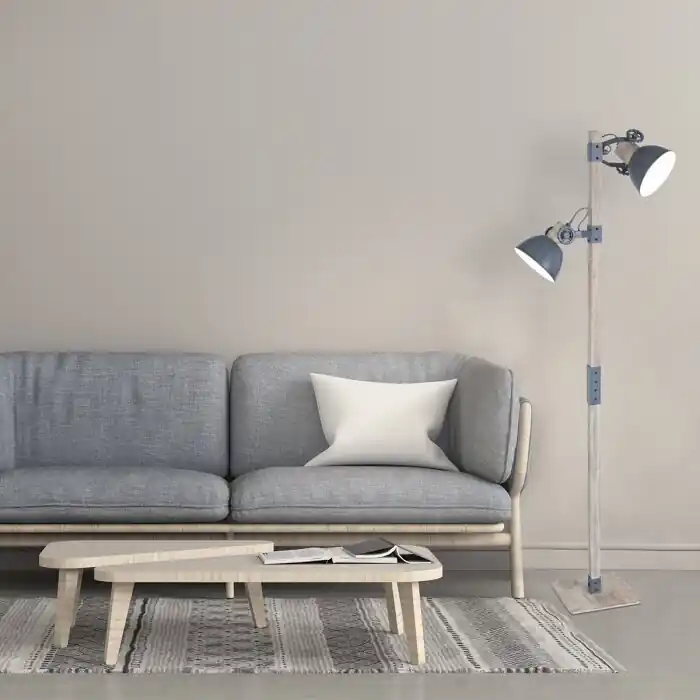 Steinhauer Gearwood Staande lamp Grijs, Hout licht, 2-lichts Gratis Retour