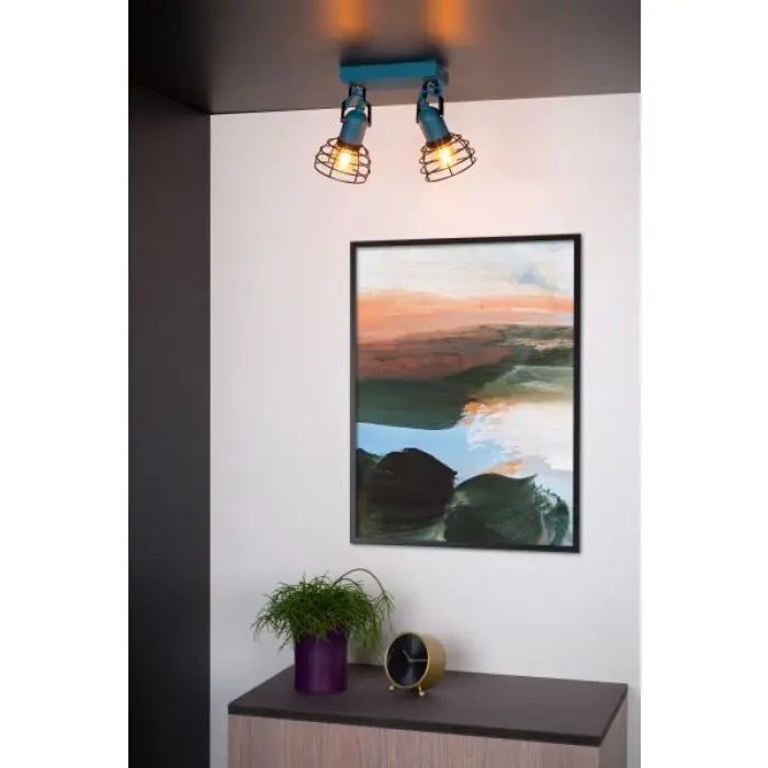 Lucide Pola Plafondlamp Blauw, Zwart, 2-lichts Uitverkoop