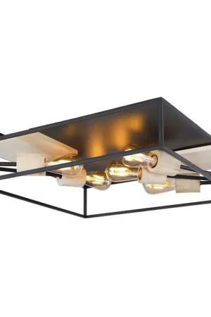 Actieprijs Globo HAGAR Plafondlamp Hout licht, Zwart, 5-lichts