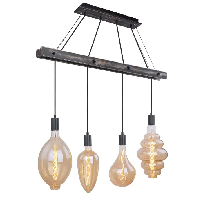 Globo CANESO Hanger Zwart, 4-lichts Korting