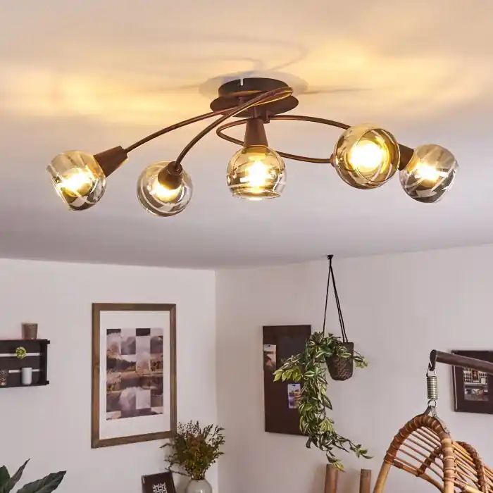 Express Levering Warga Plafondlamp LED Brons, 5-lichts