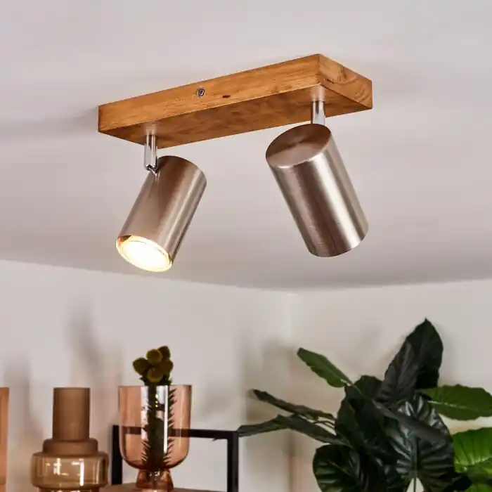 Zuoz Plafondlamp Hout licht, 2-lichts Speciale Aanbieding