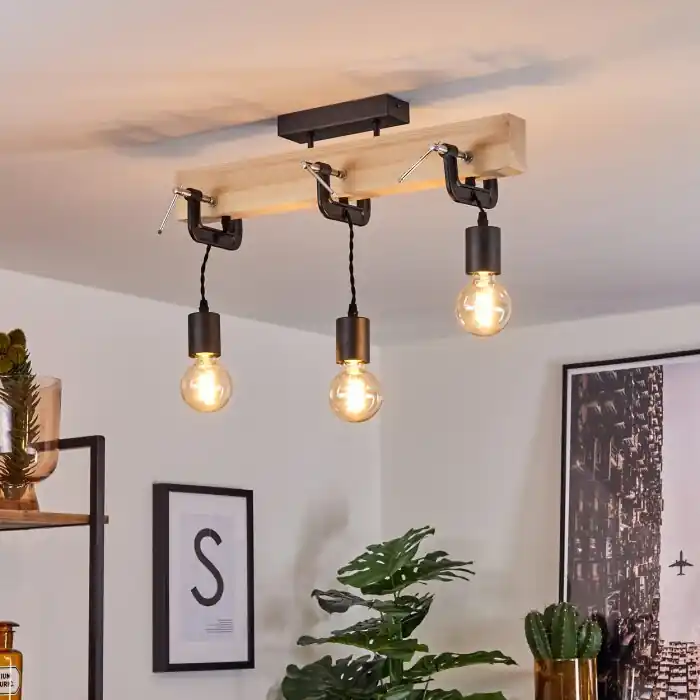 Aanbieding Hautahi Hanger Hout licht, Zwart, 3-lichts