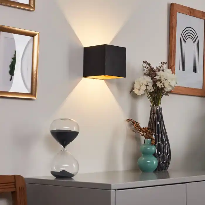 Actieprijs Fulufo Muurlamp LED Koperkleurig, Zwart, 1-licht