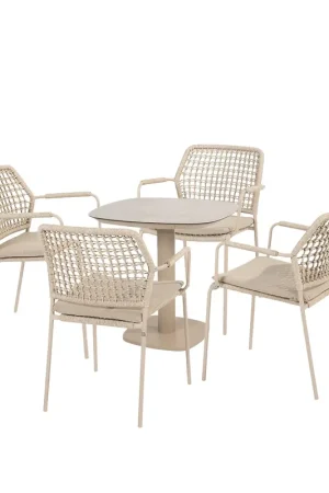 Bestel Nu Manolo tafel 75x75x75 cm met 4 Barista stoelen latte
