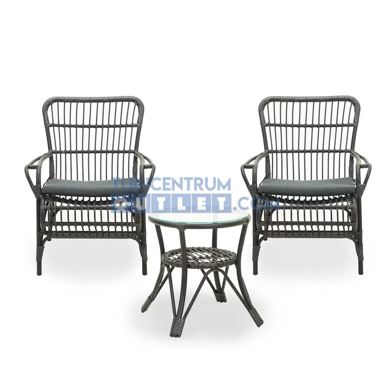 Vita Lester loungeset zwart met hoge tafel Hete Deal