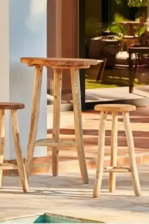 Bartafel teak met 2 barkrukken Veilige Betaling