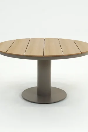 Bonita tuintafel polywood teak look blad Ø134cm taupe Must-Have