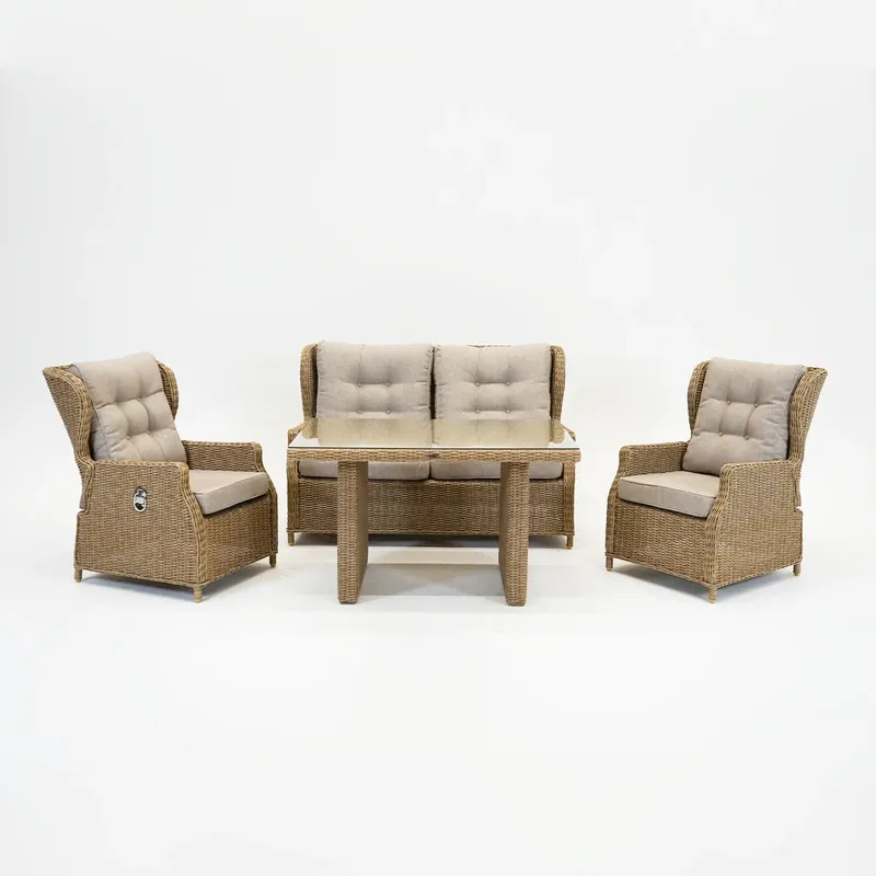 Koop Online Vita Ibiza loungeset half dining verstelbaar 4-delig wicker