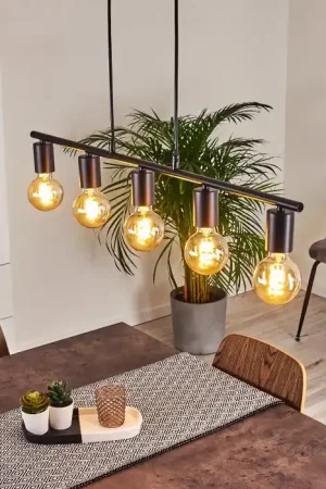 Aanbieding Tulla Hanglamp Zwart, 5-lichts