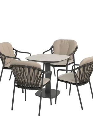 Voordeelprijs Manolo tafel 75x75x75 cm met 4 Manitoba stoelen Antraciet