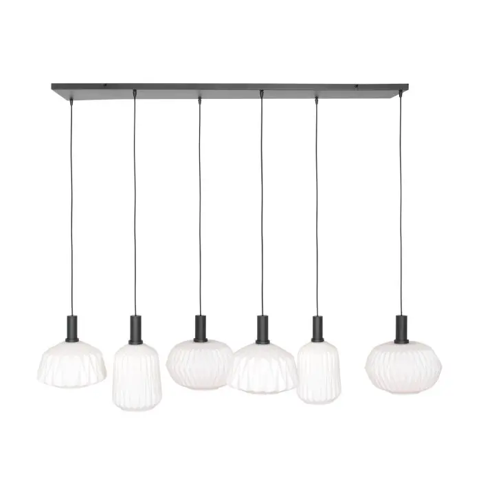 Aanbieding Steinhauer Verre Nervuré Hanglamp Zwart, 6-lichts